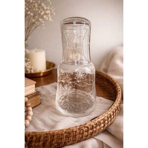 Southern Living Carafe & Tumbler 2 Piece Bedside Set Clear Flowers Discontinued
